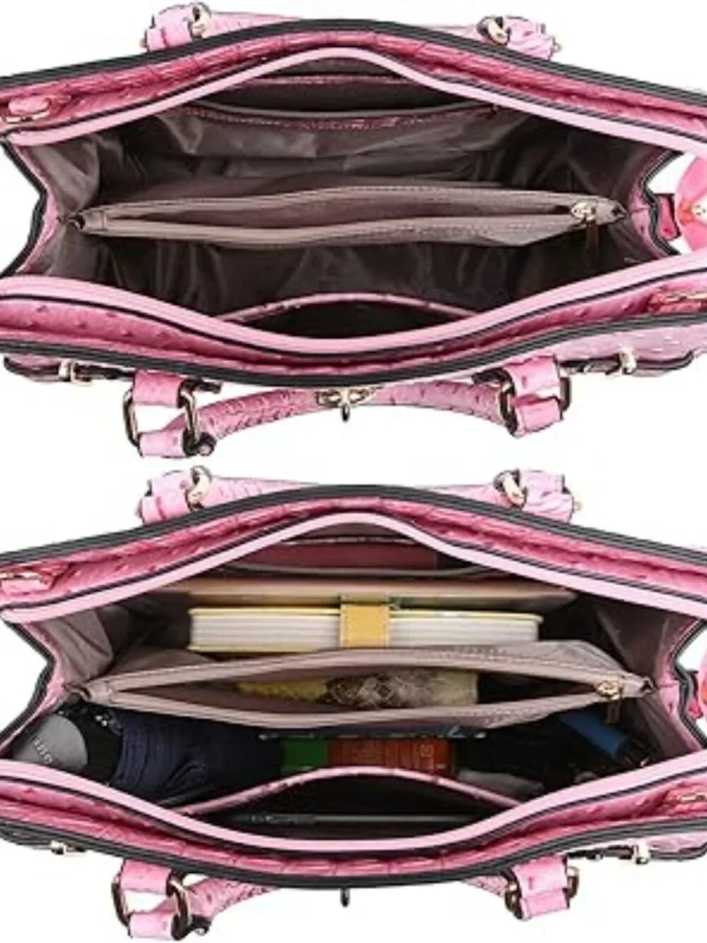 Tote Bag and Matching Clutch Pink Leather Set New Shoulder Bag Satchel